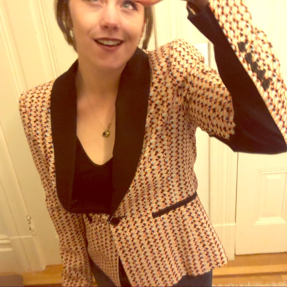 BCBG blazer in a geometric print.